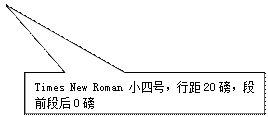 矩形标注: Times New Roman 小四号，行距20磅，段前段后0磅